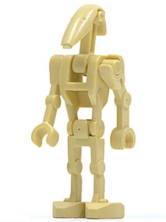 This LEGO minifigure is called, Battle Droid with One Straight Arm. It's minifig ID is sw0001c.