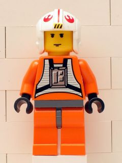 This LEGO minifigure is called, Luke Skywalker (Pilot with Dark Bluish Gray Hips) . It's minifig ID is sw0019a.