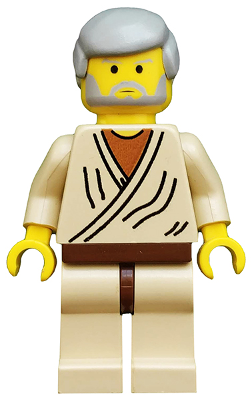 Display of LEGO Star Wars Obi-Wan Kenobi with Light Gray Hair (Old)