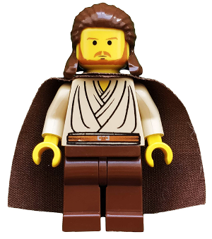 This LEGO minifigure is called, Qui-Gon Jinn (Yellow Head) . It's minifig ID is sw0027.