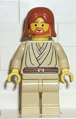 Display of LEGO Star Wars Obi-Wan Kenobi (Young with Dark Orange Hair and Headset)