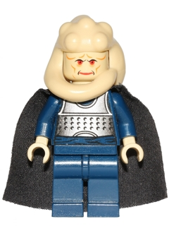 This LEGO minifigure is called, Bib Fortuna, Cape, Tan Skin . It's minifig ID is sw0076.