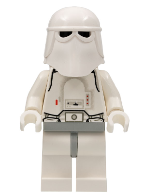 This LEGO minifigure is called, Snowtrooper, Light Gray Hips, White Hands . It's minifig ID is sw0101.