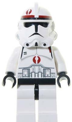 Display of LEGO Star Wars Clone Trooper Episode 3, Dark Red Markings