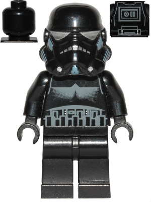 This LEGO minifigure is called, Imperial Shadow Trooper, Short Line on Back . It's minifig ID is sw0166a.