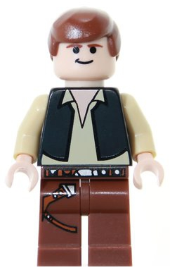 Display of LEGO Star Wars Han Solo, Light Nougat, Black Vest