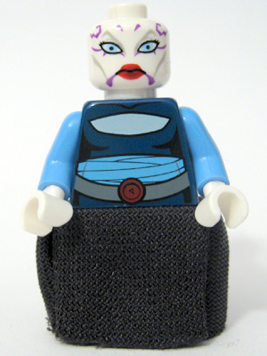This LEGO minifigure is called, Asajj Ventress, Dark Blue Torso *with 2 lightsabers. It's minifig ID is sw0195.