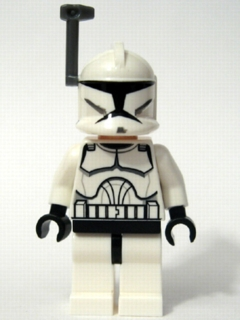 This LEGO minifigure is called, Clone Trooper (Phase 1), Dark Bluish Gray Rangefinder, Large Eyes . It's minifig ID is sw0200.