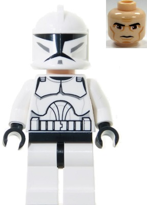 This LEGO minifigure is called, Clone Trooper (Phase 1), Large Eyes . It's minifig ID is sw0201.