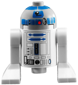 Display of LEGO Star Wars Astromech Droid, R2-D2, Light Bluish Gray Head