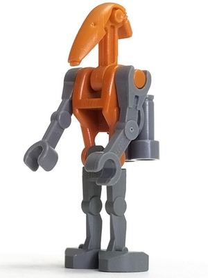 This LEGO minifigure is called, Rocket Battle Droid . It's minifig ID is sw0228.