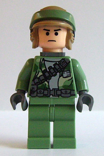 This LEGO minifigure is called, Endor Rebel Commando, Frown . It's minifig ID is sw0239.
