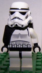 This LEGO minifigure is called, Sandtrooper, Black Pauldron (Solid), Survival Backpack, No Dirt Stains, Helmet with Dotted Mouth Pattern and Solid Black Head . It's minifig ID is sw0271.