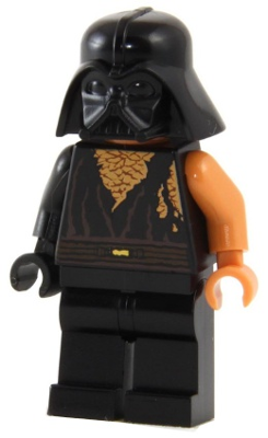 Display of LEGO Star Wars Anakin Skywalker, Battle Damaged with Darth Vader Helmet
