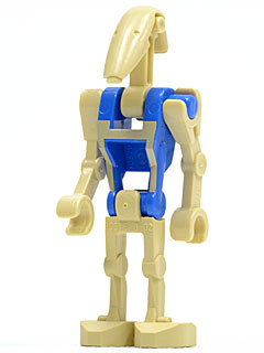 This LEGO minifigure is called, Battle Droid Pilot with Blue Torso with Tan Insignia . It's minifig ID is sw0300.