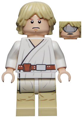 This LEGO minifigure is called, Luke Skywalker (Tatooine, Gray Visor on Reverse of Head) . It's minifig ID is sw0335.