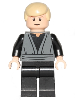 This LEGO minifigure is called, Luke Skywalker (Dark Bluish Gray Jedi Robe) . It's minifig ID is sw0395.