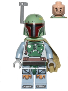 This LEGO minifigure is called, Boba Fett, Head Beard Stubble. It's minifig ID is sw0396.