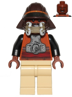 Display of LEGO Star Wars Lando Calrissian, Skiff Guard, Tan Hips