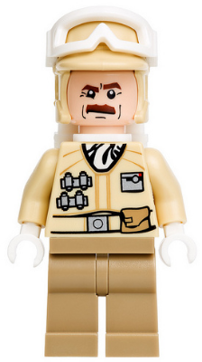 This LEGO minifigure is called, Hoth Rebel Trooper Tan Uniform (Moustache) . It's minifig ID is sw0425.