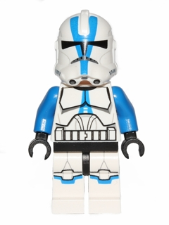 This LEGO minifigure is called, Clone Trooper, 501st Legion (Phase 2), Blue Arms, Large Eyes . It's minifig ID is sw0445.