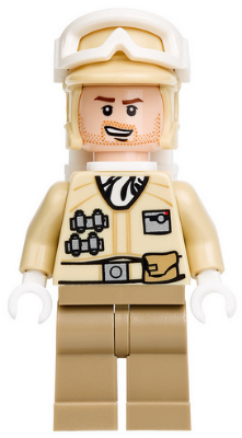 This LEGO minifigure is called, Hoth Rebel Trooper Tan Uniform (Stubble) . It's minifig ID is sw0462.