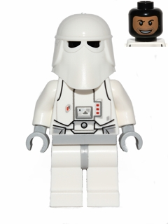 This LEGO minifigure is called, Snowtrooper, Light Bluish Gray Hips, Light Bluish Gray Hands, Printed Head, Torso Back Printing . It's minifig ID is sw0463.