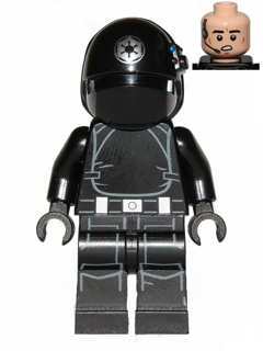 Display of LEGO Star Wars Imperial Gunner (Open Mouth, Silver Imperial Logo)
