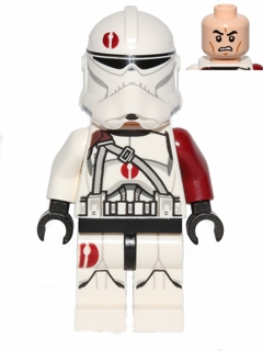 This LEGO minifigure is called, Clone BARC Trooper, 91st Mobile Reconnaissance Corps (Phase 2), Scowl . It's minifig ID is sw0524.