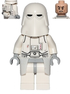 Display of LEGO Star Wars Snowtrooper, Light Bluish Gray Hips, Light Bluish Gray Hands, White Kama