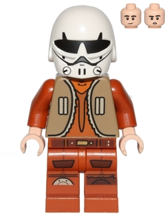 Display of LEGO Star Wars Ezra Bridger with Helmet