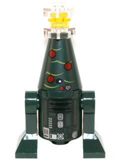 This LEGO minifigure is called, Astromech Droid, Christmas . It's minifig ID is sw0598.