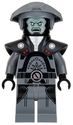 This LEGO minifigure is called, Imperial Inquisitor Fifth Brother, Dark Bluish Gray Uniform. It's minifig ID is sw0747.