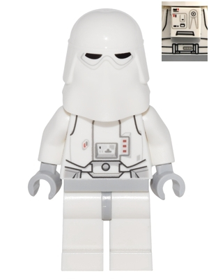 This LEGO minifigure is called, Snowtrooper, Light Bluish Gray Hips, Light Bluish Gray Hands, Backpack Directly Attached to Neck Bracket . It's minifig ID is sw0764b.