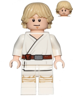 Display of LEGO Star Wars Luke Skywalker (Tatooine, White Legs, Stern / Smile Face Print)