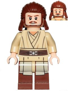 This LEGO minifigure is called, Qui-Gon Jinn, without Cape. It's minifig ID is sw0810.