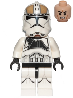 This LEGO minifigure is called, Clone Trooper Gunner (Phase 2), Scowl . It's minifig ID is sw0837.