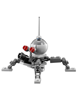 Display of LEGO Star Wars Dwarf Spider Droid (Dark Bluish Gray Dome, Mini Blaster / Shooter)