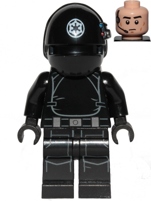 Display of LEGO Star Wars Imperial Gunner (Closed Mouth, White Imperial Logo)