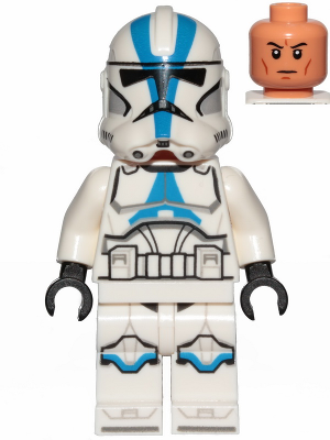 This LEGO minifigure is called, Clone Trooper, 501st Legion (Phase 2), White Arms, Nougat Head *Includes blaster. It's minifig ID is sw1094.