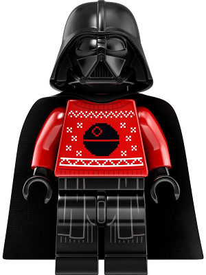 Display of LEGO Star Wars Darth Vader (Red Christmas Sweater with Death Star)