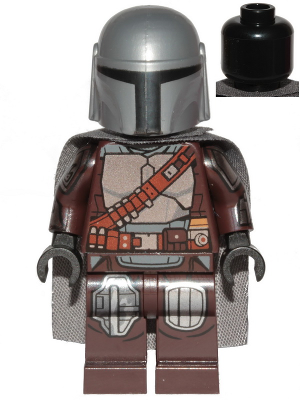 Display of LEGO Star Wars The Mandalorian (Din Djarin / 'Mando'), Silver Beskar Armor, Cape