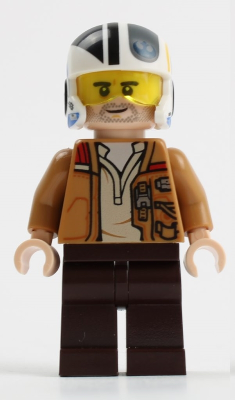 Display of LEGO Star Wars Poe Dameron (Medium Nougat Jacket, Helmet)