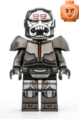 This LEGO minifigure is called, Clone Commando Wrecker, Experimental Unit Clone Force 99 *Never assembled with blaster from 75314. It's minifig ID is sw1149.