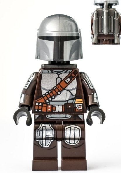 Display of LEGO Star Wars The Mandalorian (Din Djarin / 'Mando'), Silver Beskar Armor, Jet Pack