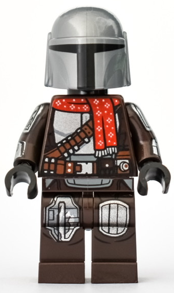 Display of LEGO Star Wars The Mandalorian (Din Djarin / 'Mando'), Red Christmas Scarf