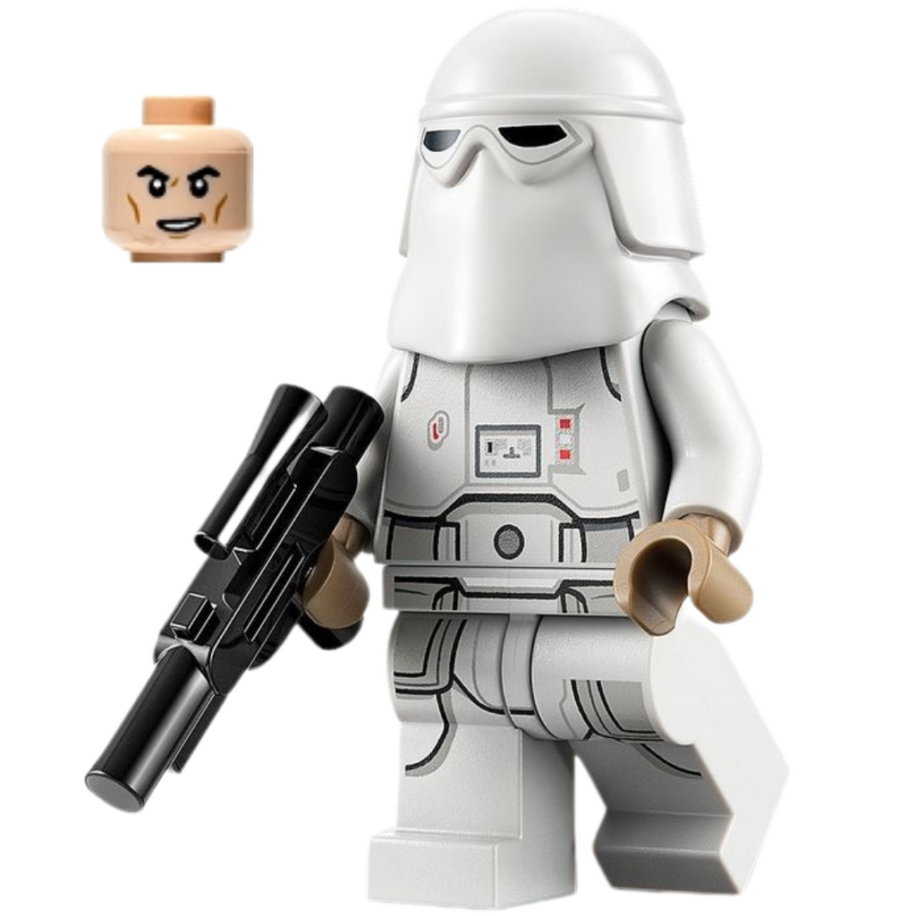 Display of LEGO Star Wars Snowtrooper, Printed Legs, Dark Tan Hands, Cheek Lines, Lopsided Grin
