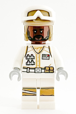 Display of LEGO Star Wars Hoth Rebel Trooper White Uniform, Dark Tan Helmet, Reddish Brown Head