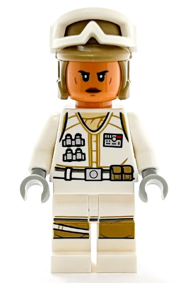 Display of LEGO Star Wars Hoth Rebel Trooper White Uniform, Dark Tan Helmet, Female