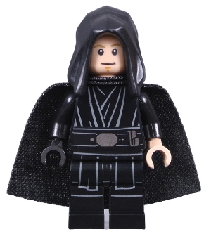 Display of LEGO Star Wars Luke Skywalker, Jedi Master (Black Hood and Cape)